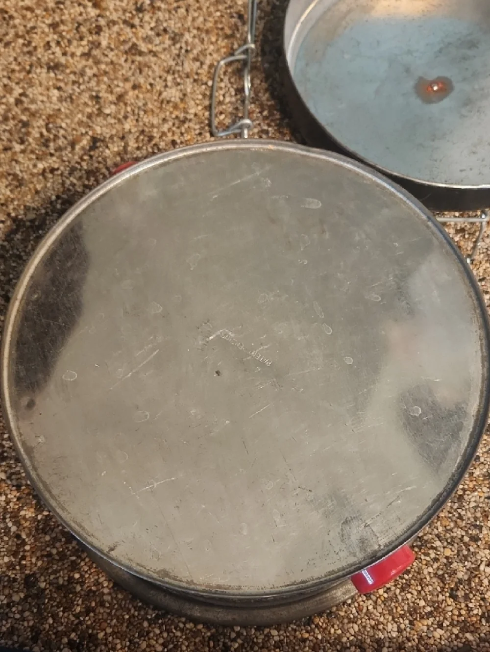 Vintage Metal‎ Cake Carrier with Red Accents
